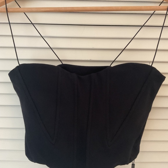 Joah Brown Corset Crop Top Small Black NWT - Picture 5 of 5